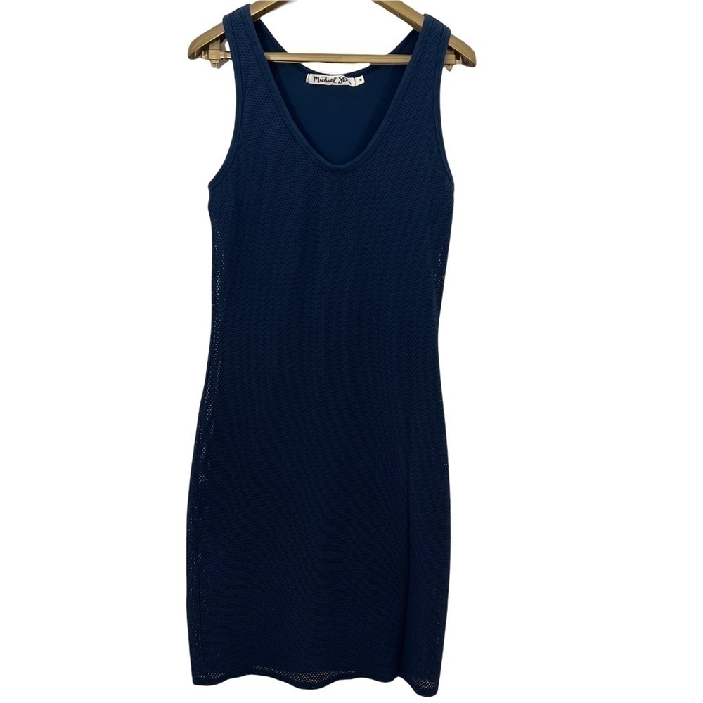 Michael Stars Mesh Tank Midi Fitted Lined Sleeveless Dress